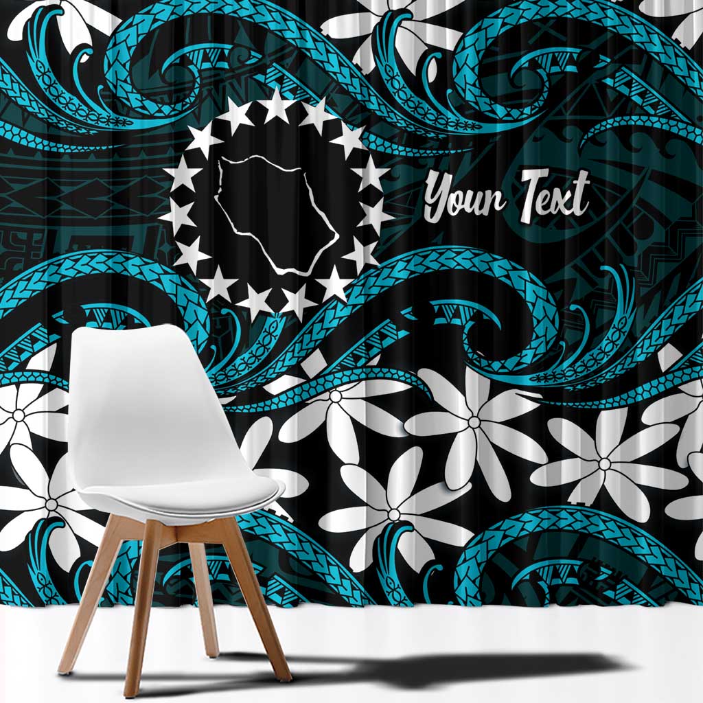 Personalised Cook Islands Penrhyn Atoll Window Curtain Tiare Maori Polynesian Waves Tattoo LT14 - Polynesian Pride