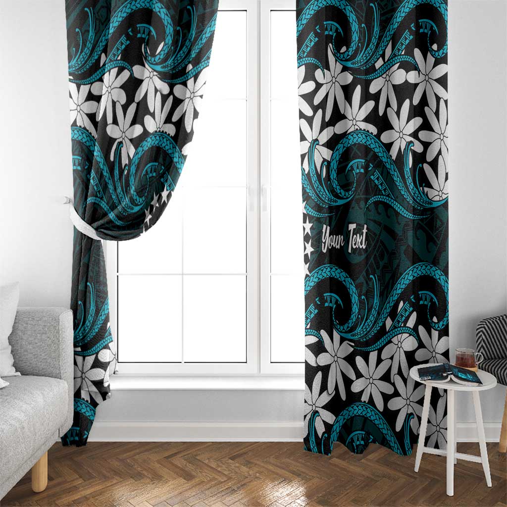 Personalised Cook Islands Penrhyn Atoll Window Curtain Tiare Maori Polynesian Waves Tattoo LT14 - Polynesian Pride