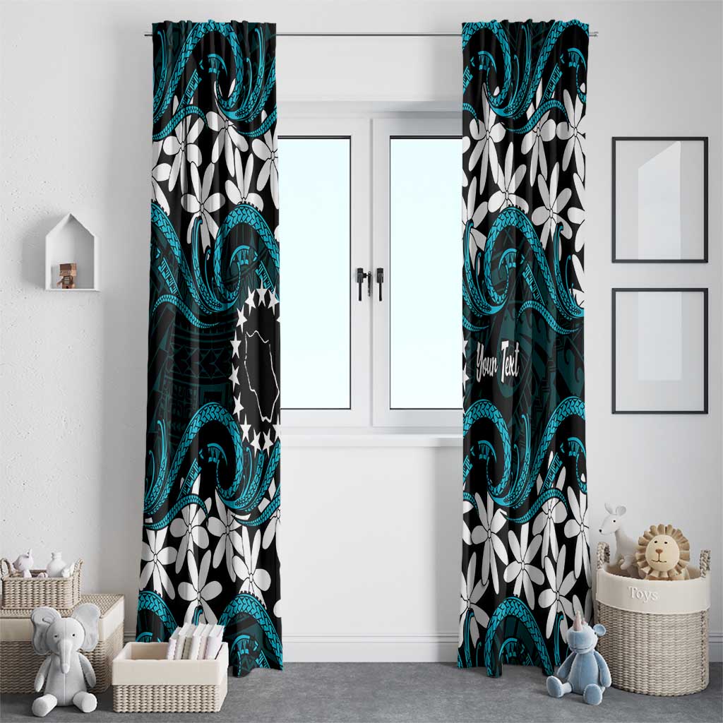 Personalised Cook Islands Penrhyn Atoll Window Curtain Tiare Maori Polynesian Waves Tattoo LT14 - Polynesian Pride