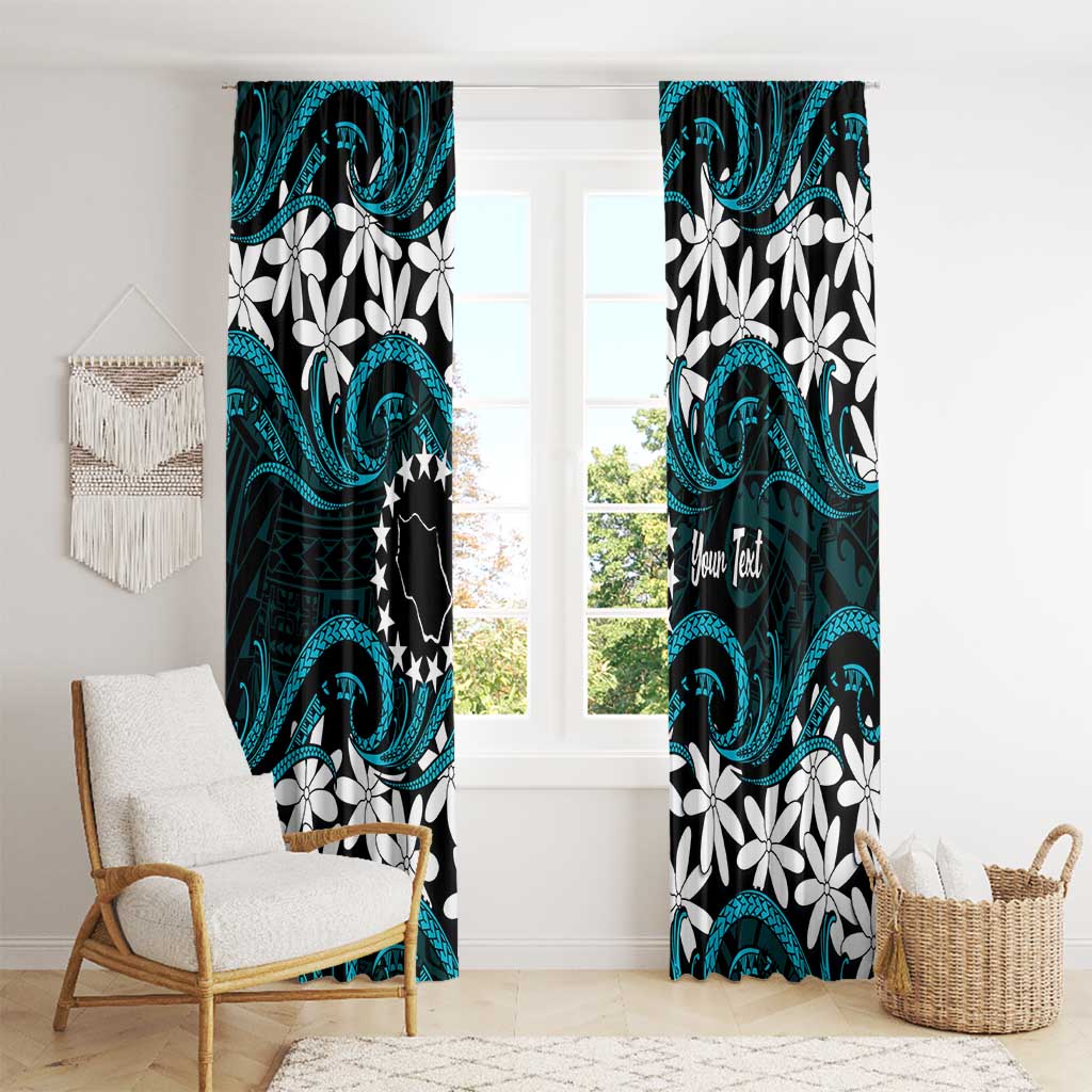 Personalised Cook Islands Penrhyn Atoll Window Curtain Tiare Maori Polynesian Waves Tattoo LT14 - Polynesian Pride