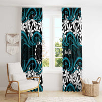 Personalised Cook Islands Penrhyn Atoll Window Curtain Tiare Maori Polynesian Waves Tattoo LT14 - Polynesian Pride