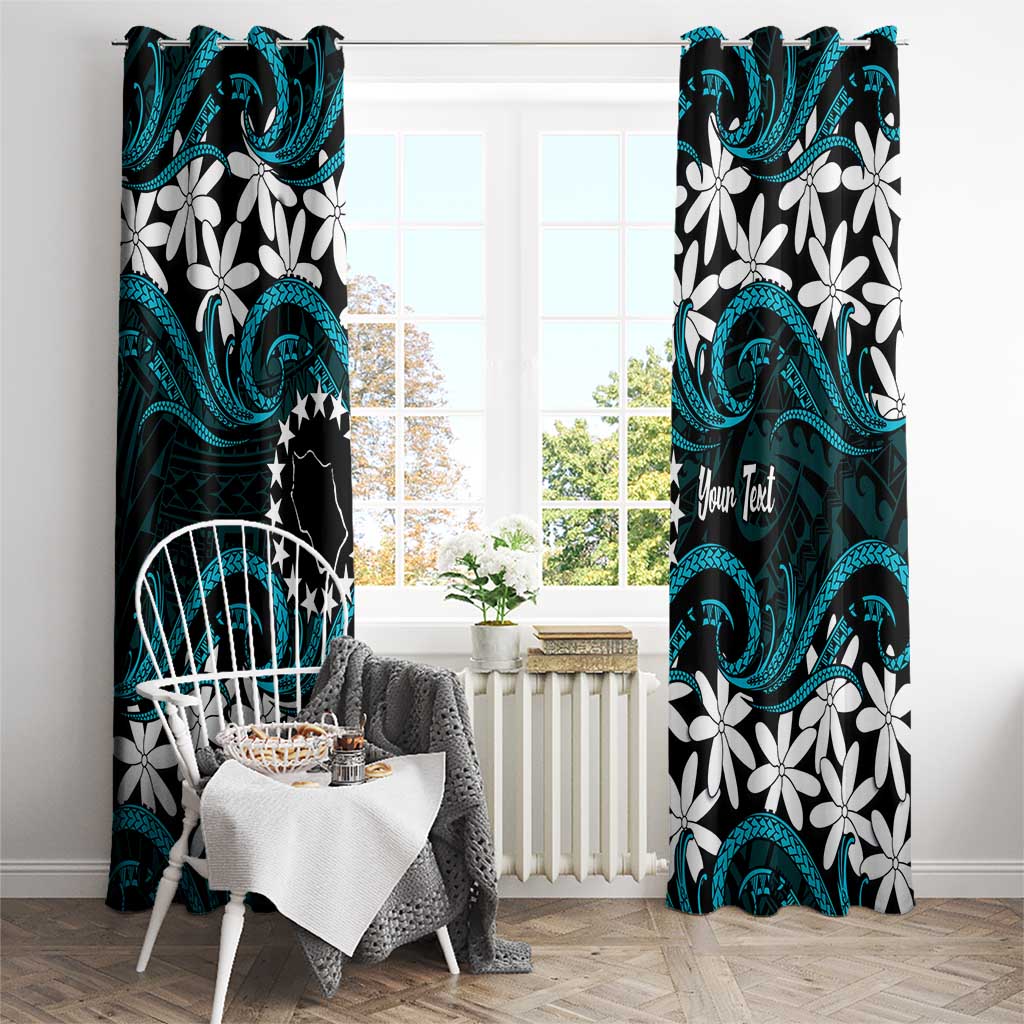 Personalised Cook Islands Penrhyn Atoll Window Curtain Tiare Maori Polynesian Waves Tattoo LT14 - Polynesian Pride