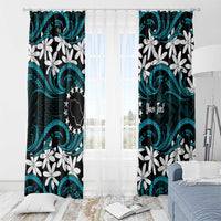 Personalised Cook Islands Penrhyn Atoll Window Curtain Tiare Maori Polynesian Waves Tattoo LT14 - Polynesian Pride