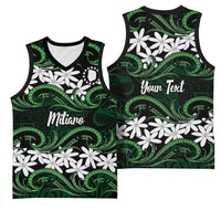 Personalised Cook Islands Mitiaro Basketball Jersey Tiare Maori Polynesian Waves Tattoo LT14 - Polynesian Pride