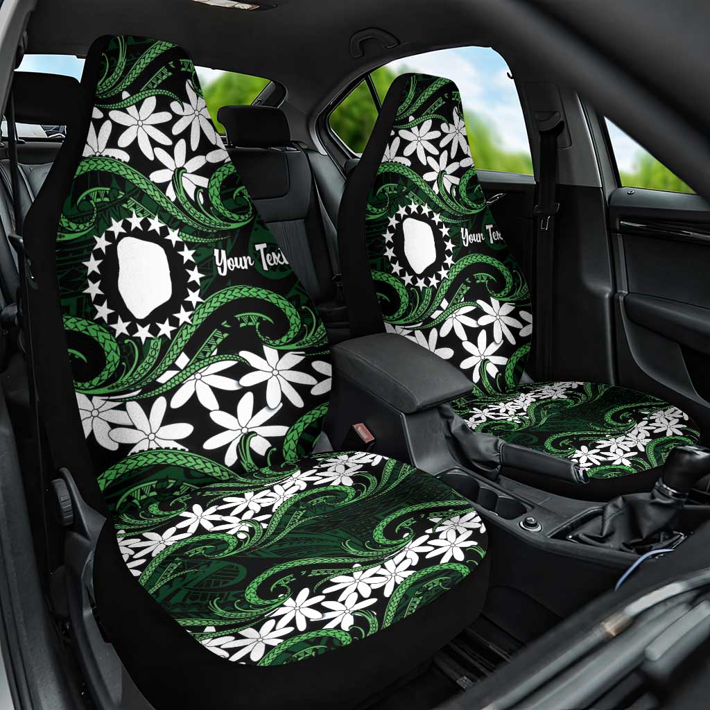 Personalised Cook Islands Mitiaro Car Seat Cover Tiare Maori Polynesian Waves Tattoo