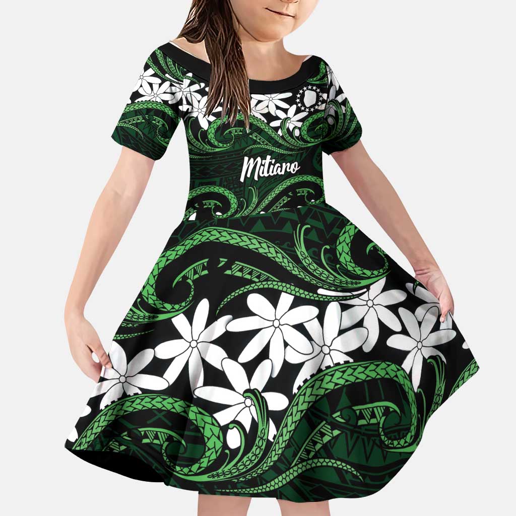 Personalised Cook Islands Mitiaro Family Matching Puletasi and Hawaiian Shirt Tiare Maori Polynesian Waves Tattoo