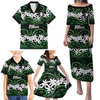 Personalised Cook Islands Mitiaro Family Matching Puletasi and Hawaiian Shirt Tiare Maori Polynesian Waves Tattoo