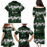 Personalised Cook Islands Mitiaro Family Matching Puletasi and Hawaiian Shirt Tiare Maori Polynesian Waves Tattoo