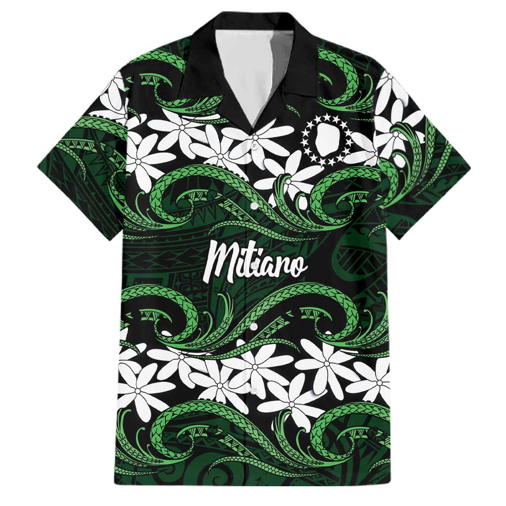Personalised Cook Islands Mitiaro Family Matching Puletasi and Hawaiian Shirt Tiare Maori Polynesian Waves Tattoo