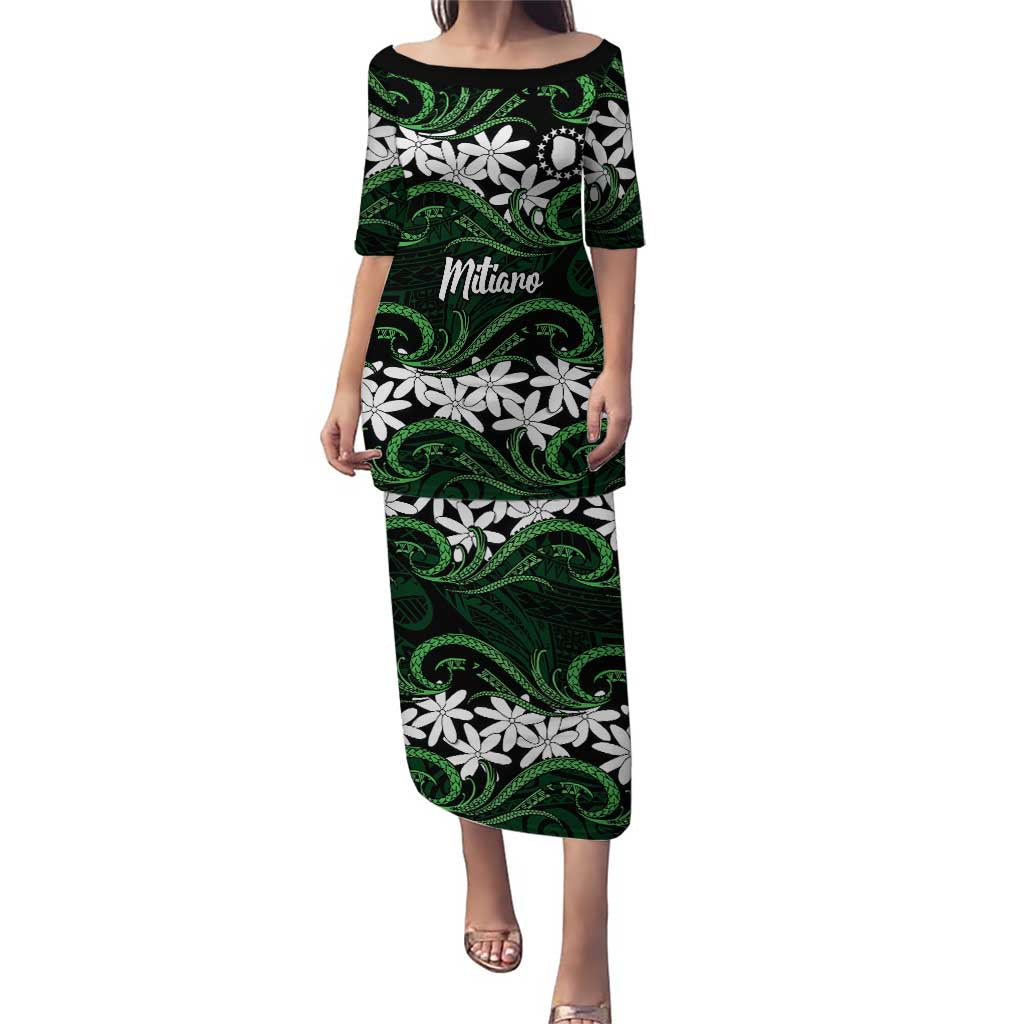 Personalised Cook Islands Mitiaro Family Matching Puletasi and Hawaiian Shirt Tiare Maori Polynesian Waves Tattoo