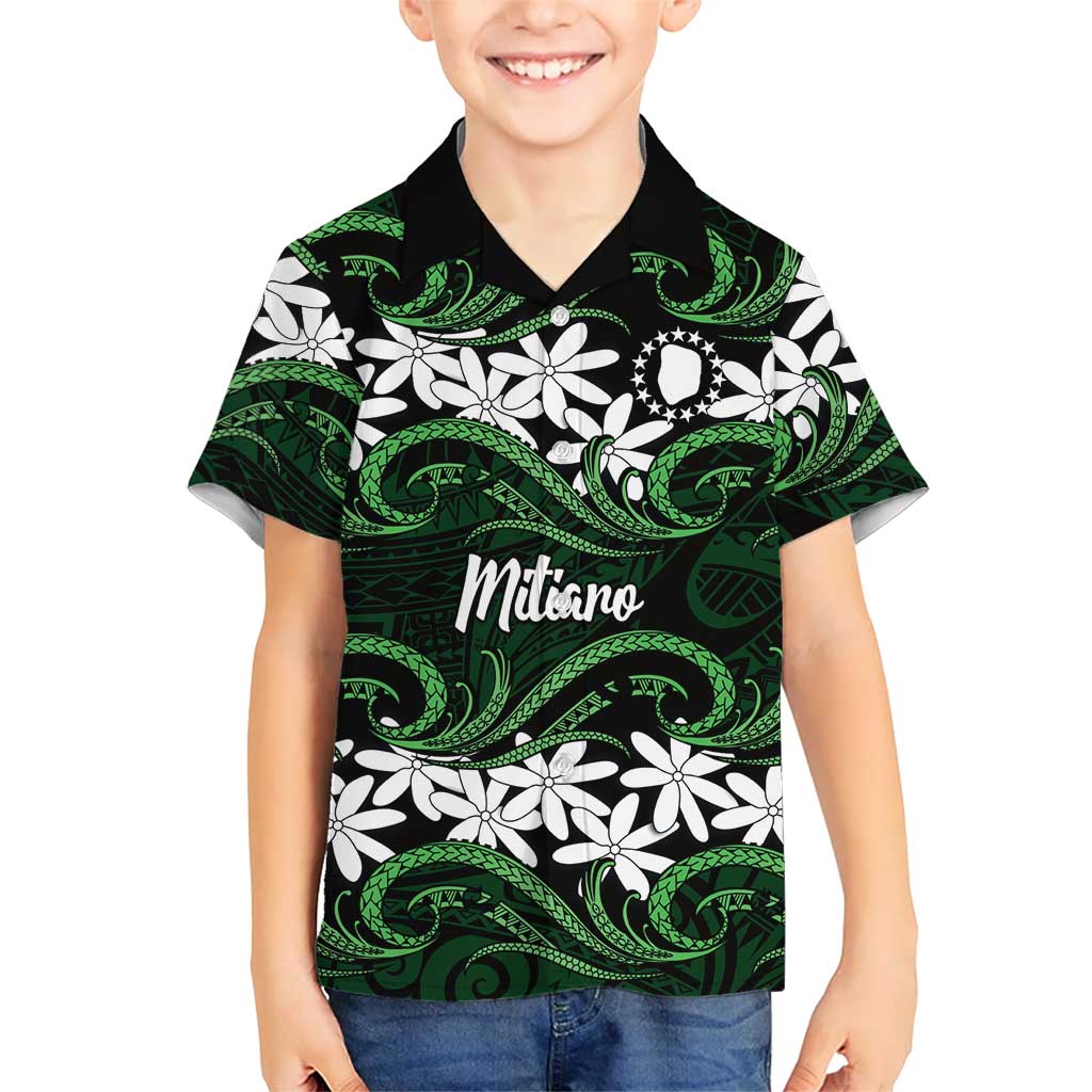 Personalised Cook Islands Mitiaro Family Matching Puletasi and Hawaiian Shirt Tiare Maori Polynesian Waves Tattoo