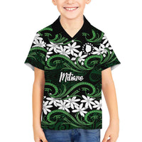 Personalised Cook Islands Mitiaro Family Matching Puletasi and Hawaiian Shirt Tiare Maori Polynesian Waves Tattoo