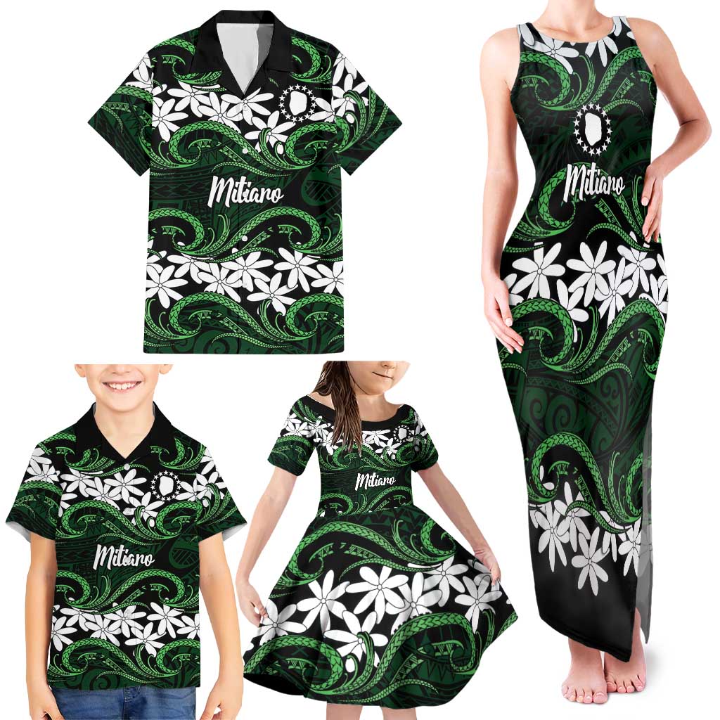 Personalised Cook Islands Mitiaro Family Matching Tank Maxi Dress and Hawaiian Shirt Tiare Maori Polynesian Waves Tattoo