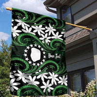 Personalised Cook Islands Mitiaro Garden Flag Tiare Maori Polynesian Waves Tattoo