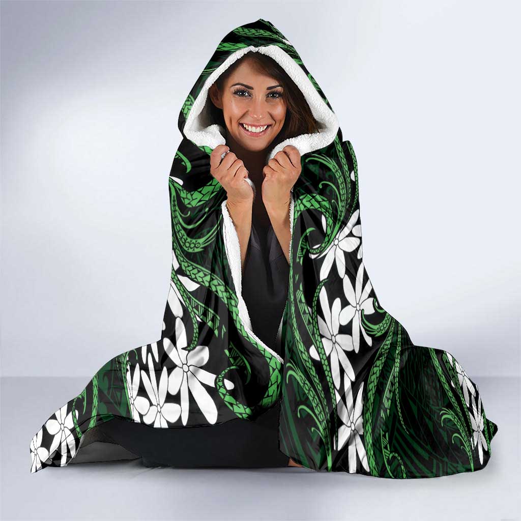 Personalised Cook Islands Mitiaro Hooded Blanket Tiare Maori Polynesian Waves Tattoo LT14 - Polynesian Pride