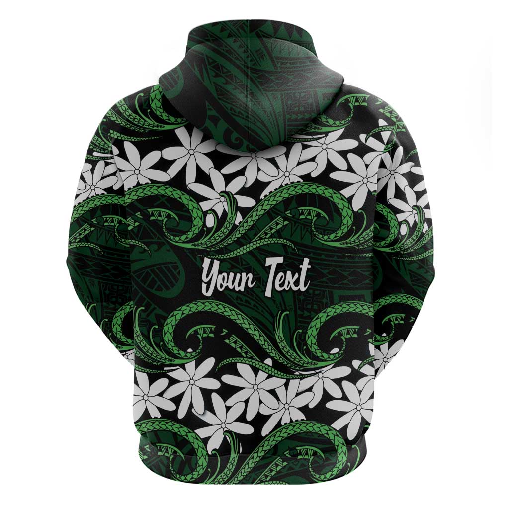 Personalised Cook Islands Mitiaro Hoodie Tiare Maori Polynesian Waves Tattoo LT14 - Polynesian Pride