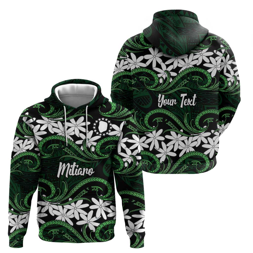 Personalised Cook Islands Mitiaro Hoodie Tiare Maori Polynesian Waves Tattoo LT14 - Polynesian Pride