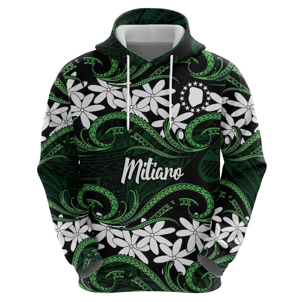 Personalised Cook Islands Mitiaro Hoodie Tiare Maori Polynesian Waves Tattoo LT14 - Polynesian Pride