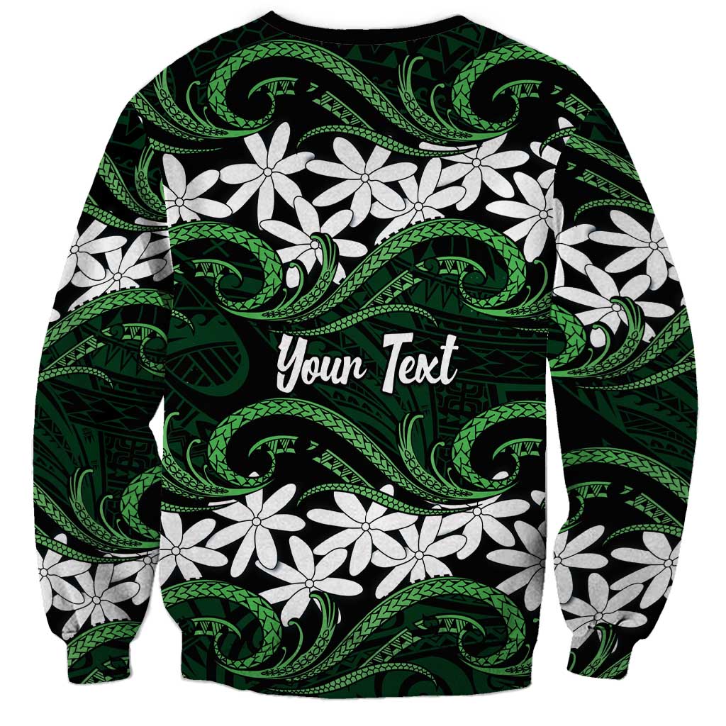 Personalised Cook Islands Mitiaro Sweatshirt Tiare Maori Polynesian Waves Tattoo LT14 - Polynesian Pride