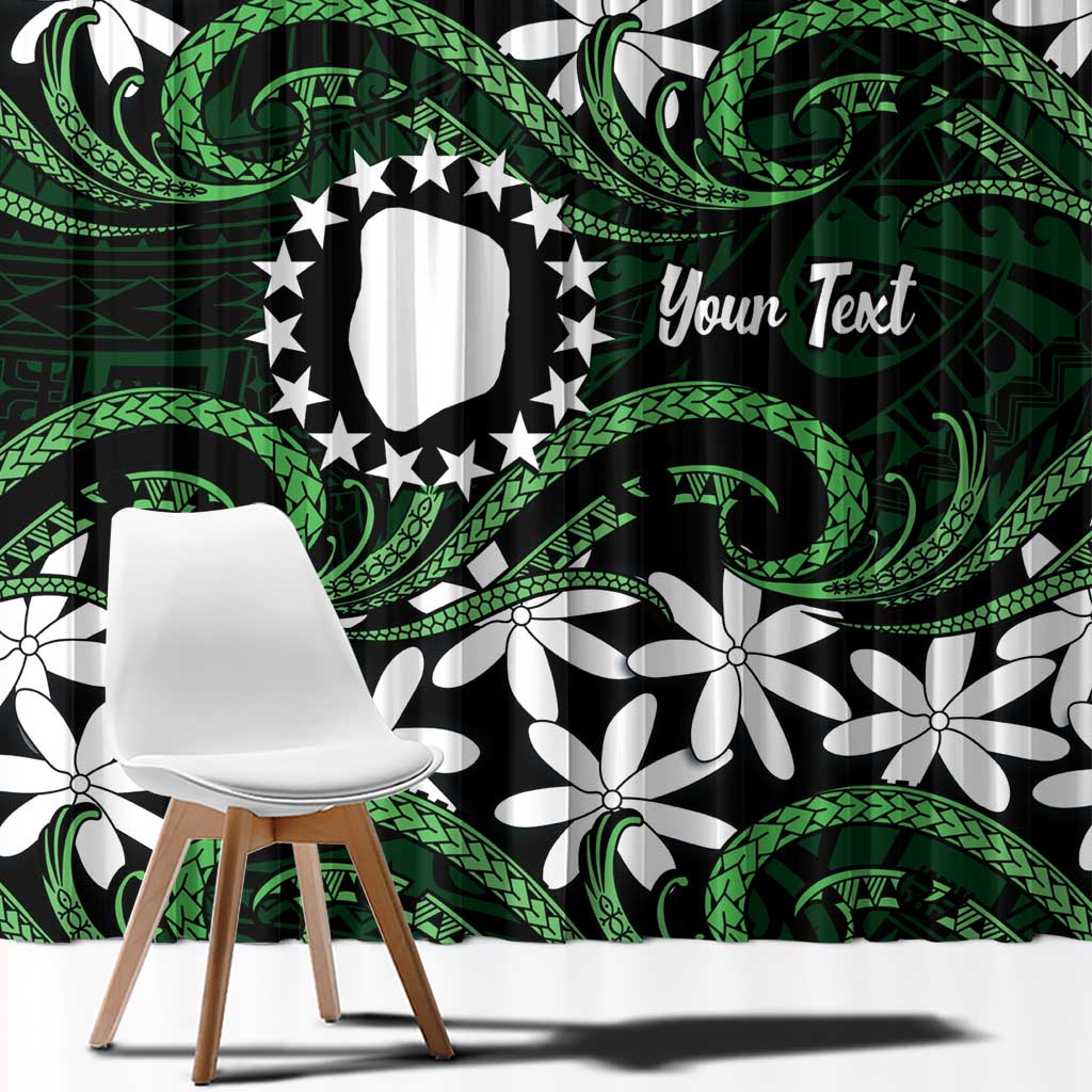 Personalised Cook Islands Mitiaro Window Curtain Tiare Maori Polynesian Waves Tattoo LT14 - Polynesian Pride