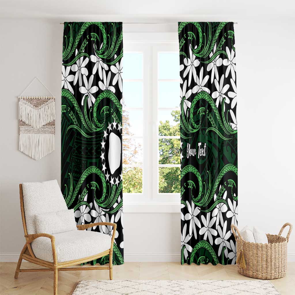 Personalised Cook Islands Mitiaro Window Curtain Tiare Maori Polynesian Waves Tattoo LT14 - Polynesian Pride
