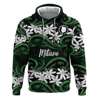 Personalised Cook Islands Mitiaro Zip Hoodie Tiare Maori Polynesian Waves Tattoo LT14 Pullover Hoodie Green - Polynesian Pride