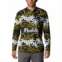 Personalised Cook Islands Manihiki Button Sweatshirt Tiare Maori Polynesian Waves Tattoo