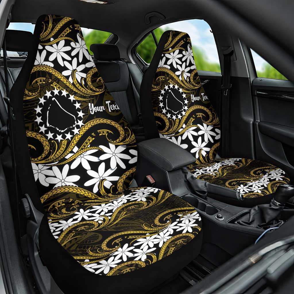 Personalised Cook Islands Manihiki Car Seat Cover Tiare Maori Polynesian Waves Tattoo