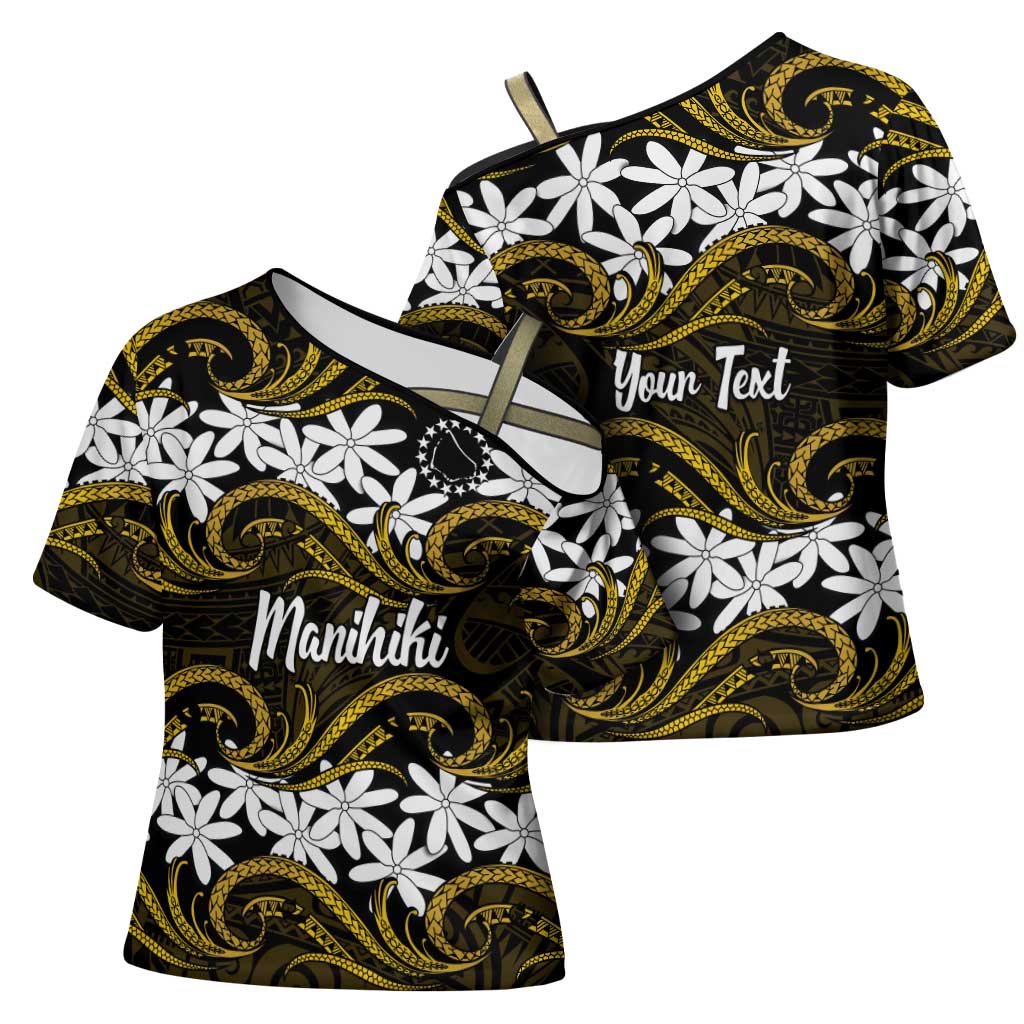 Personalised Cook Islands Manihiki Cross Shoulder Shirt Tiare Maori Polynesian Waves Tattoo LT14 - Polynesian Pride