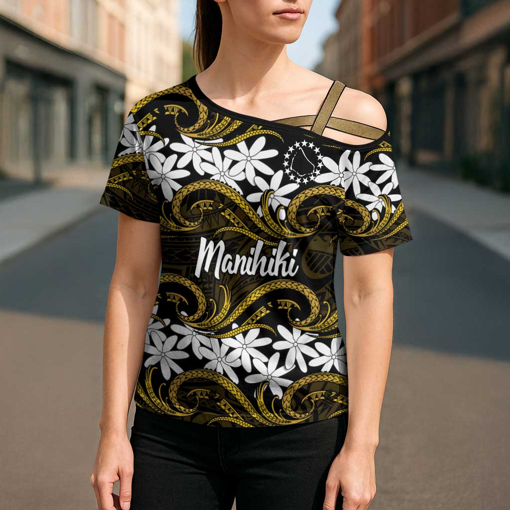 Personalised Cook Islands Manihiki Cross Shoulder Shirt Tiare Maori Polynesian Waves Tattoo LT14 - Polynesian Pride