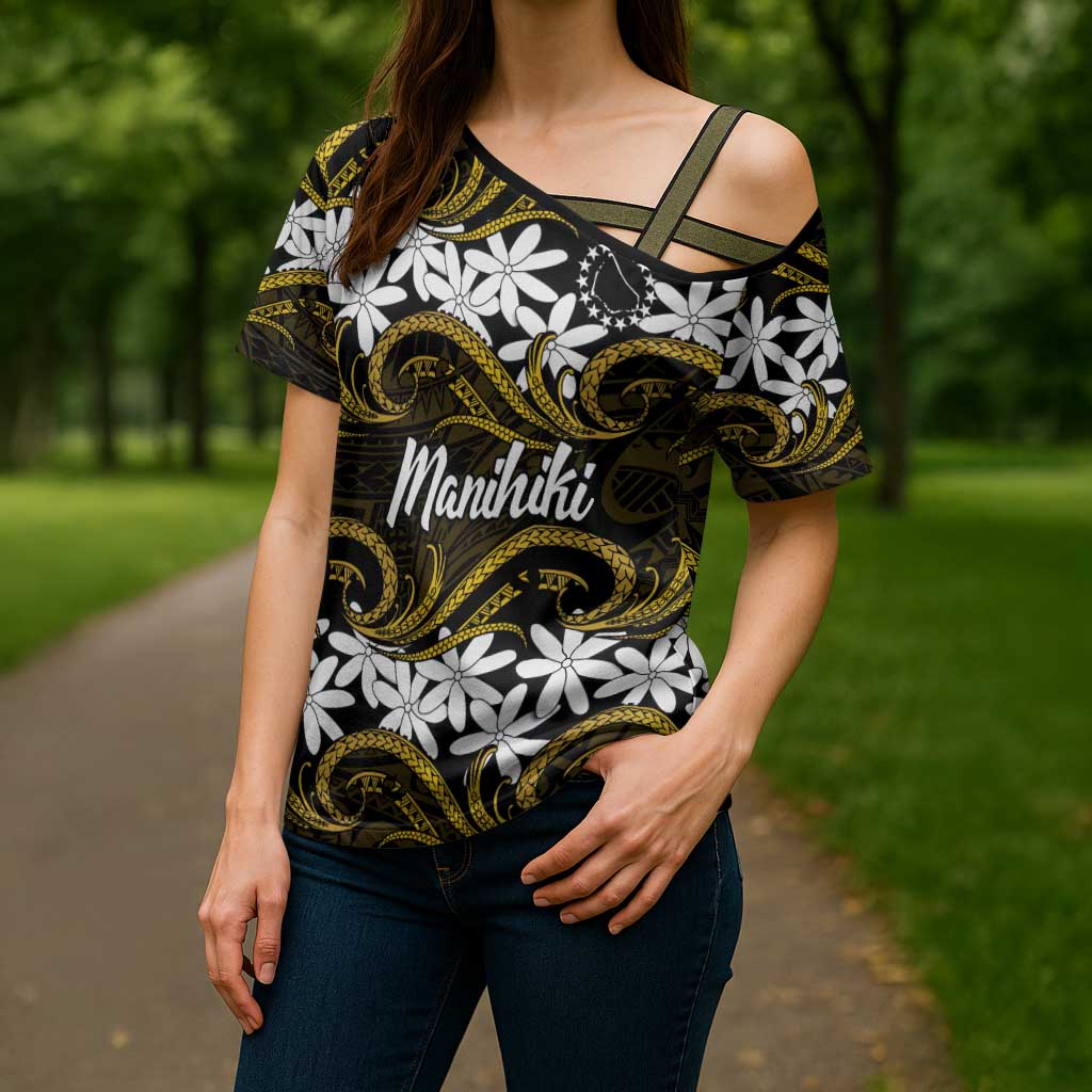 Personalised Cook Islands Manihiki Cross Shoulder Shirt Tiare Maori Polynesian Waves Tattoo LT14 - Polynesian Pride
