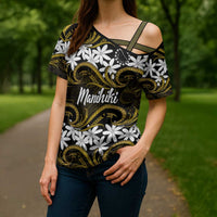Personalised Cook Islands Manihiki Cross Shoulder Shirt Tiare Maori Polynesian Waves Tattoo LT14 - Polynesian Pride