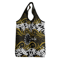 Personalised Cook Islands Manihiki Grocery Bag Tiare Maori Polynesian Waves Tattoo