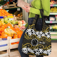 Personalised Cook Islands Manihiki Grocery Bag Tiare Maori Polynesian Waves Tattoo