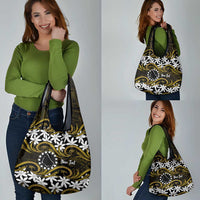 Personalised Cook Islands Manihiki Grocery Bag Tiare Maori Polynesian Waves Tattoo