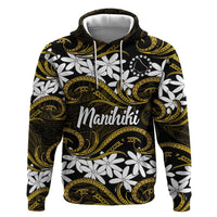 Personalised Cook Islands Manihiki Hoodie Tiare Maori Polynesian Waves Tattoo LT14 Pullover Hoodie Gold - Polynesian Pride