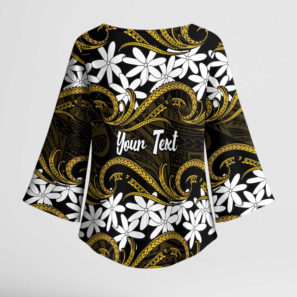 Personalised Cook Islands Manihiki Kimono Sleeve Blouse Tiare Maori Polynesian Waves Tattoo LT14 - Polynesian Pride