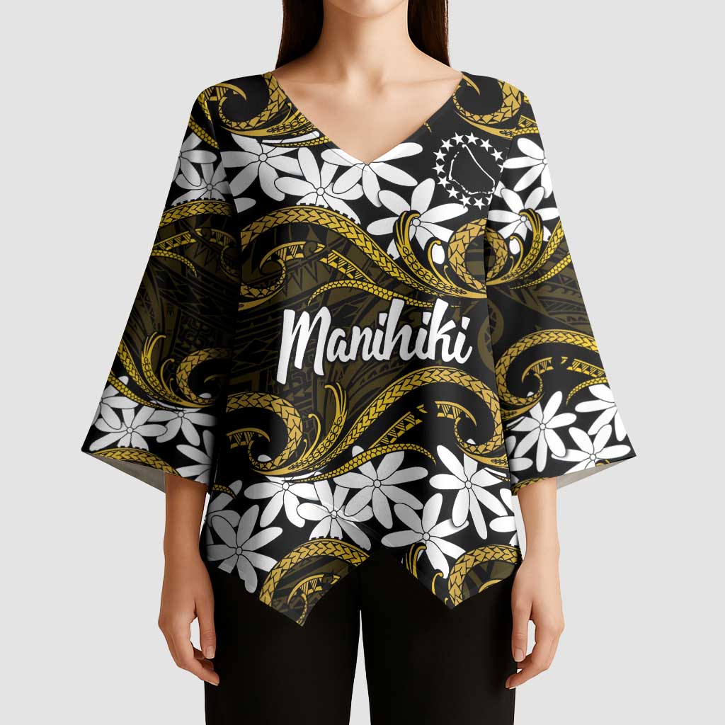 Personalised Cook Islands Manihiki Kimono Sleeve Blouse Tiare Maori Polynesian Waves Tattoo LT14 - Polynesian Pride