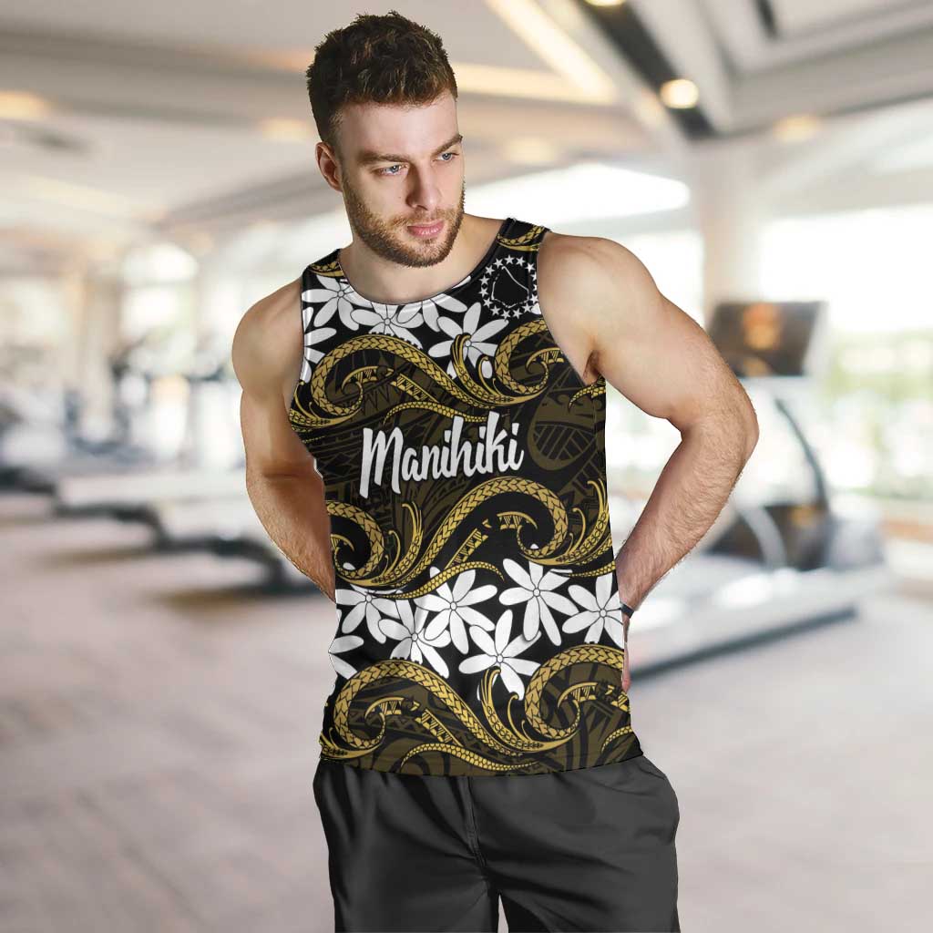 Personalised Cook Islands Manihiki Men Tank Top Tiare Maori Polynesian Waves Tattoo