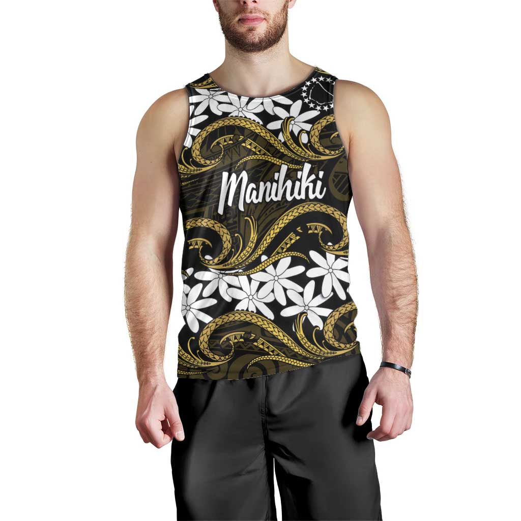 Personalised Cook Islands Manihiki Men Tank Top Tiare Maori Polynesian Waves Tattoo LT14 - Polynesian Pride