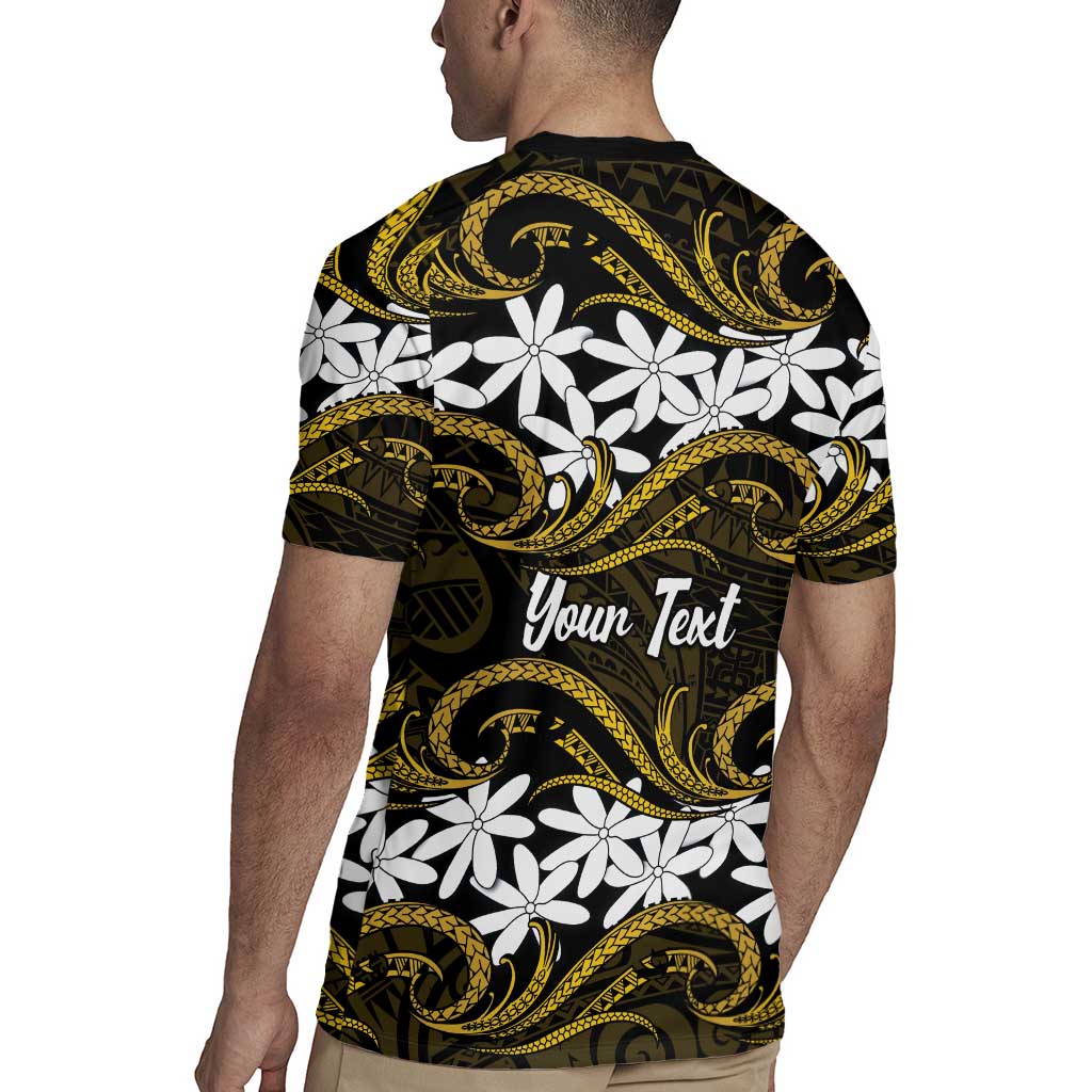 Personalised Cook Islands Manihiki Rugby Jersey Tiare Maori Polynesian Waves Tattoo LT14 - Polynesian Pride