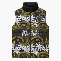 Personalised Cook Islands Manihiki Sleeveless Puffer Jacket Tiare Maori Polynesian Waves Tattoo