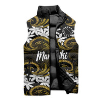 Personalised Cook Islands Manihiki Sleeveless Puffer Jacket Tiare Maori Polynesian Waves Tattoo