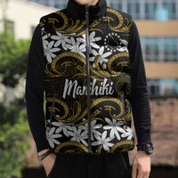 Personalised Cook Islands Manihiki Sleeveless Puffer Jacket Tiare Maori Polynesian Waves Tattoo