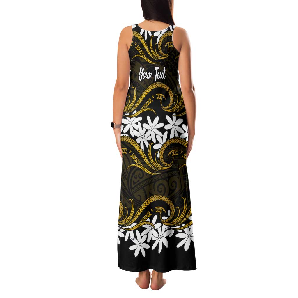 Personalised Cook Islands Manihiki Tank Maxi Dress Tiare Maori Polynesian Waves Tattoo LT14 - Polynesian Pride