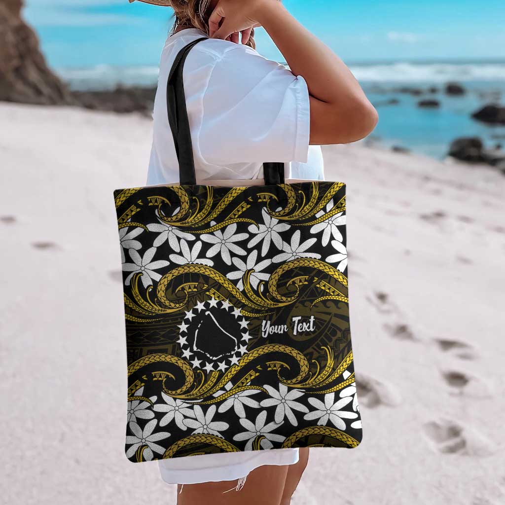 Personalised Cook Islands Manihiki Tote Bag Tiare Maori Polynesian Waves Tattoo LT14 - Polynesian Pride