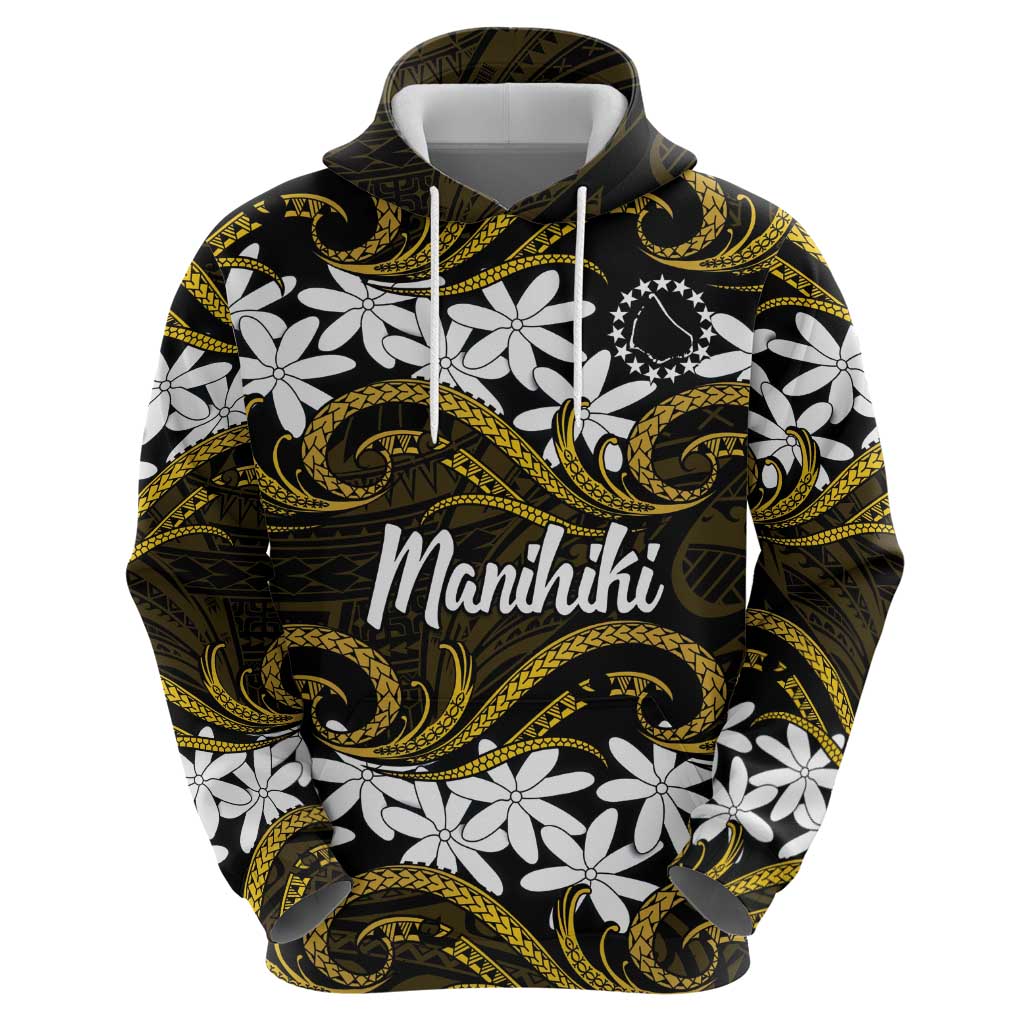 Personalised Cook Islands Manihiki Zip Hoodie Tiare Maori Polynesian Waves Tattoo LT14 - Polynesian Pride