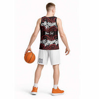 Personalised Cook Islands Atiu Enuamanu Basketball Jersey Tiare Maori Polynesian Waves Tattoo LT14 - Polynesian Pride