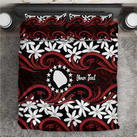 Personalised Cook Islands Atiu Enuamanu Bedding Set Tiare Maori Polynesian Waves Tattoo LT14 Red - Polynesian Pride