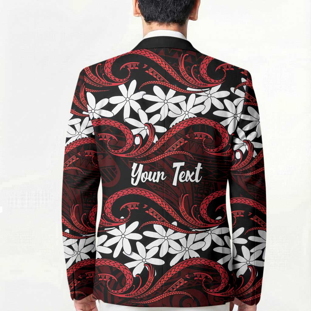 Personalised Cook Islands Atiu Enuamanu Blazer Tiare Maori Polynesian Waves Tattoo LT14 - Polynesian Pride